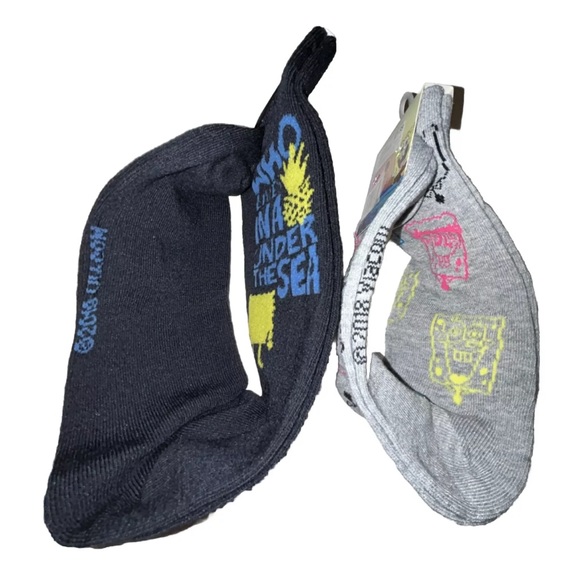 SpongeBob Crew Socks 2 Pair Men 6.5-12 Black Gray w Faces & Pineapple NEW! Nick - Picture 6 of 8